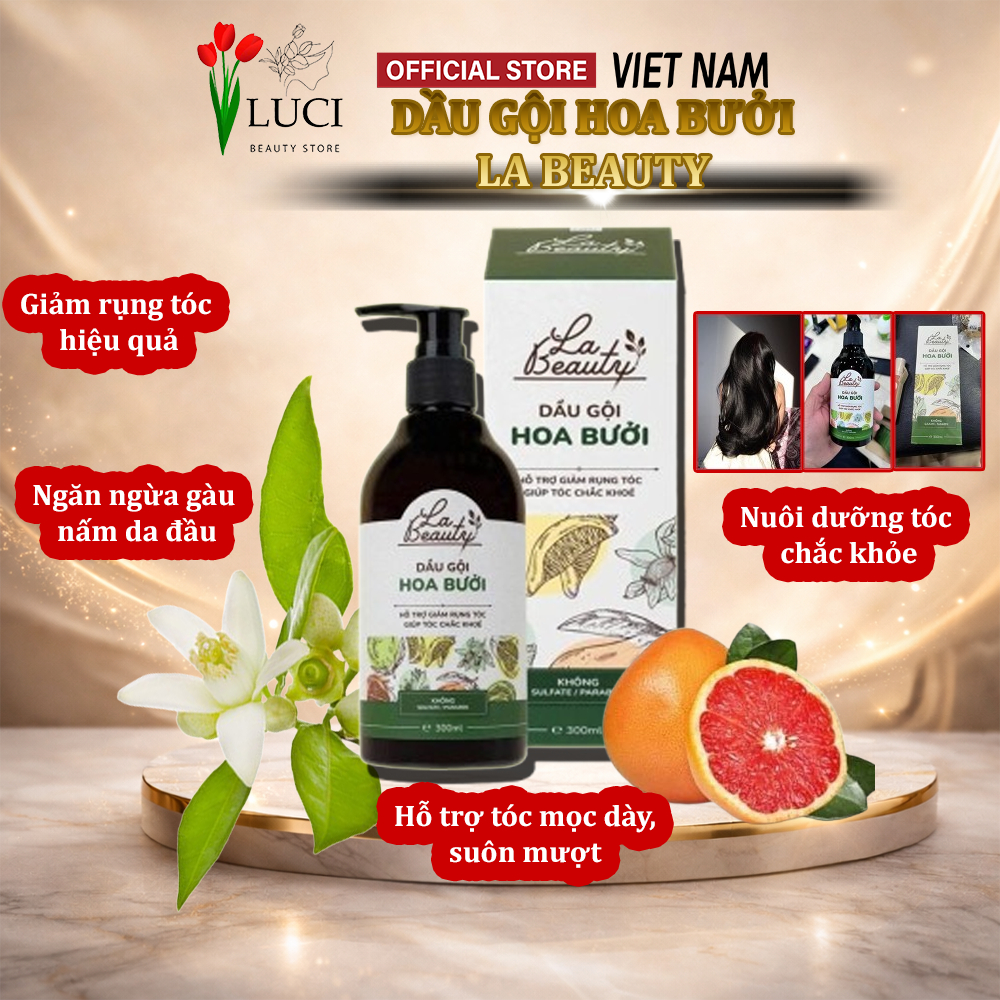 Dầu Gội Hoa Bưởi La Beauty Cho Tóc Rụng, Gàu Và Tóc Hư Tổn (300ml)