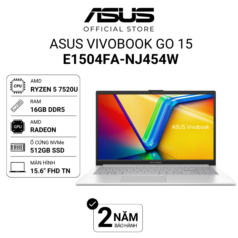 Laptop Asus Vivobook Go 15 E1504FA-NJ454W Ryzen 5 7520U | 16GB | 512GB | 15.6" FHD TN | Radeon Win11