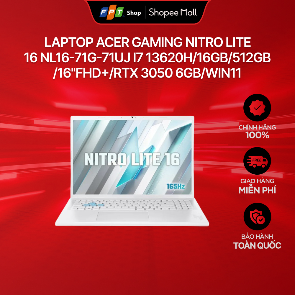 Laptop Acer Gaming Nitro Lite 16 NL16-71G-71UJ i7 13620H/16GB/512GB/16"FHD+/RTX 3050 6GB/Win11