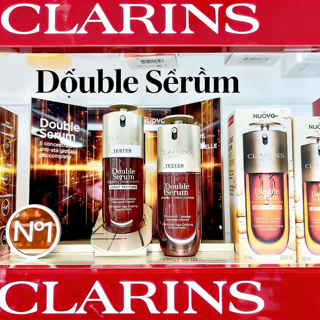 Clarins Double Serum Light Texture 50ml - Tinh Chất Kép Dịu Nhẹ Không Nhờn Rít 100% Chính Hãng