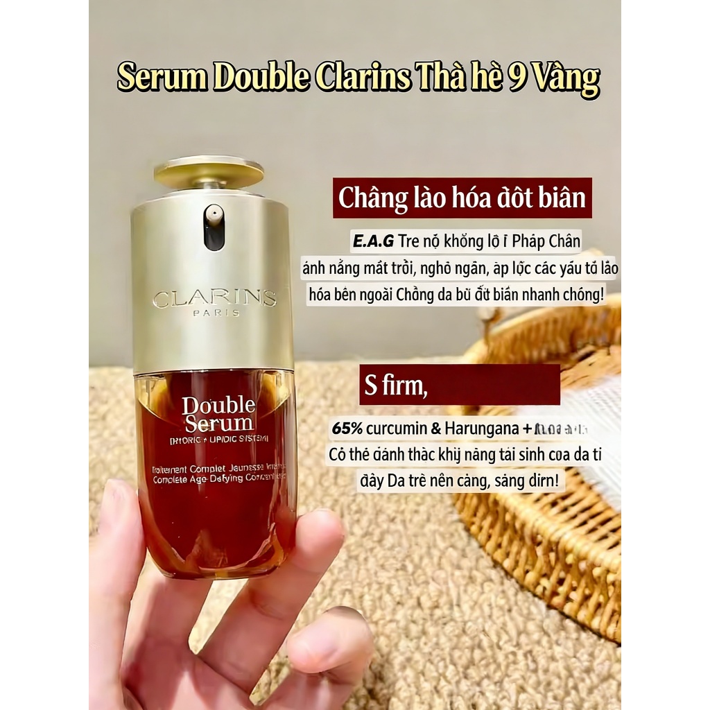 Clarins Double Serum 50ml Formula Pháp - Phù Hợp Tất Cả Loại Da, Chống Lão Hóa Từ Cơ Lớp