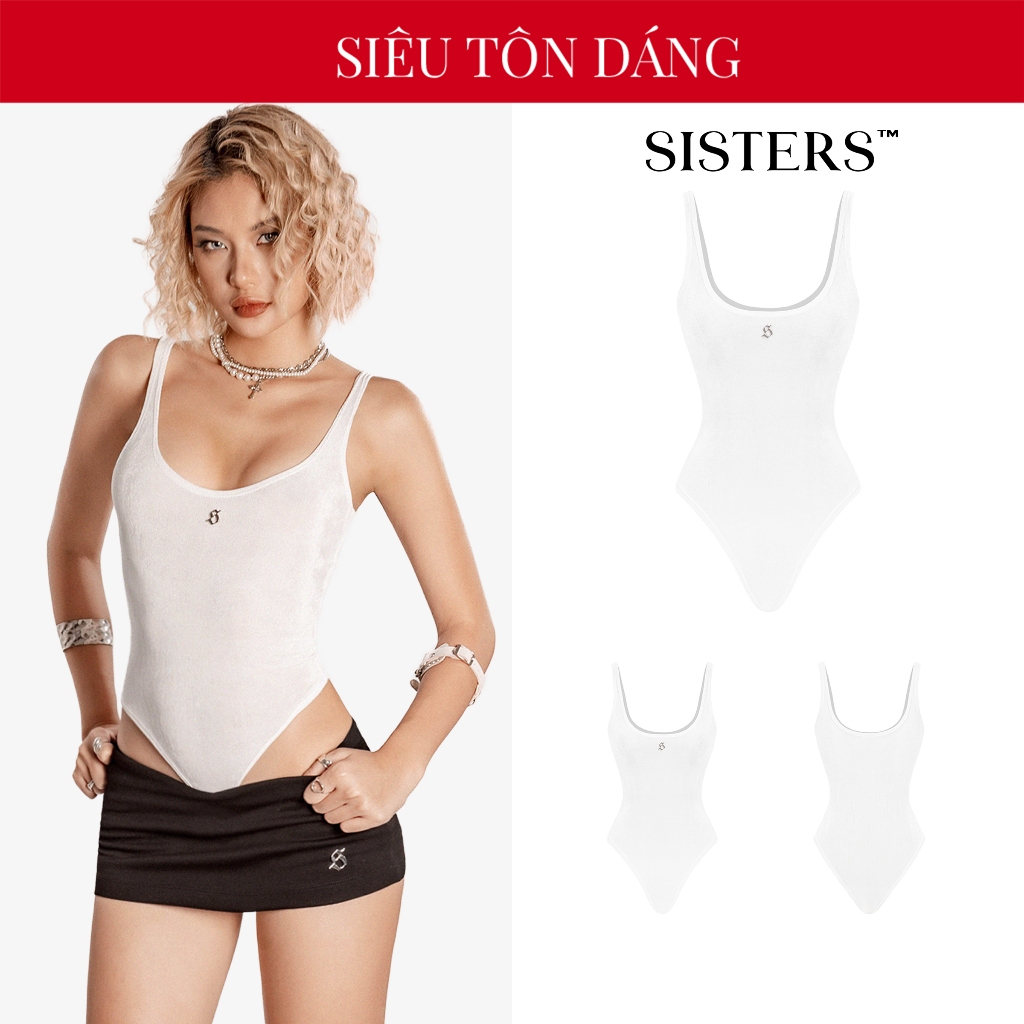 Bodysuit sexy nữ SISTERS hai dây xuyên thấu Velvet vải thun ôm sát mềm mại tôn dáng quyến rũ| SS24-J
