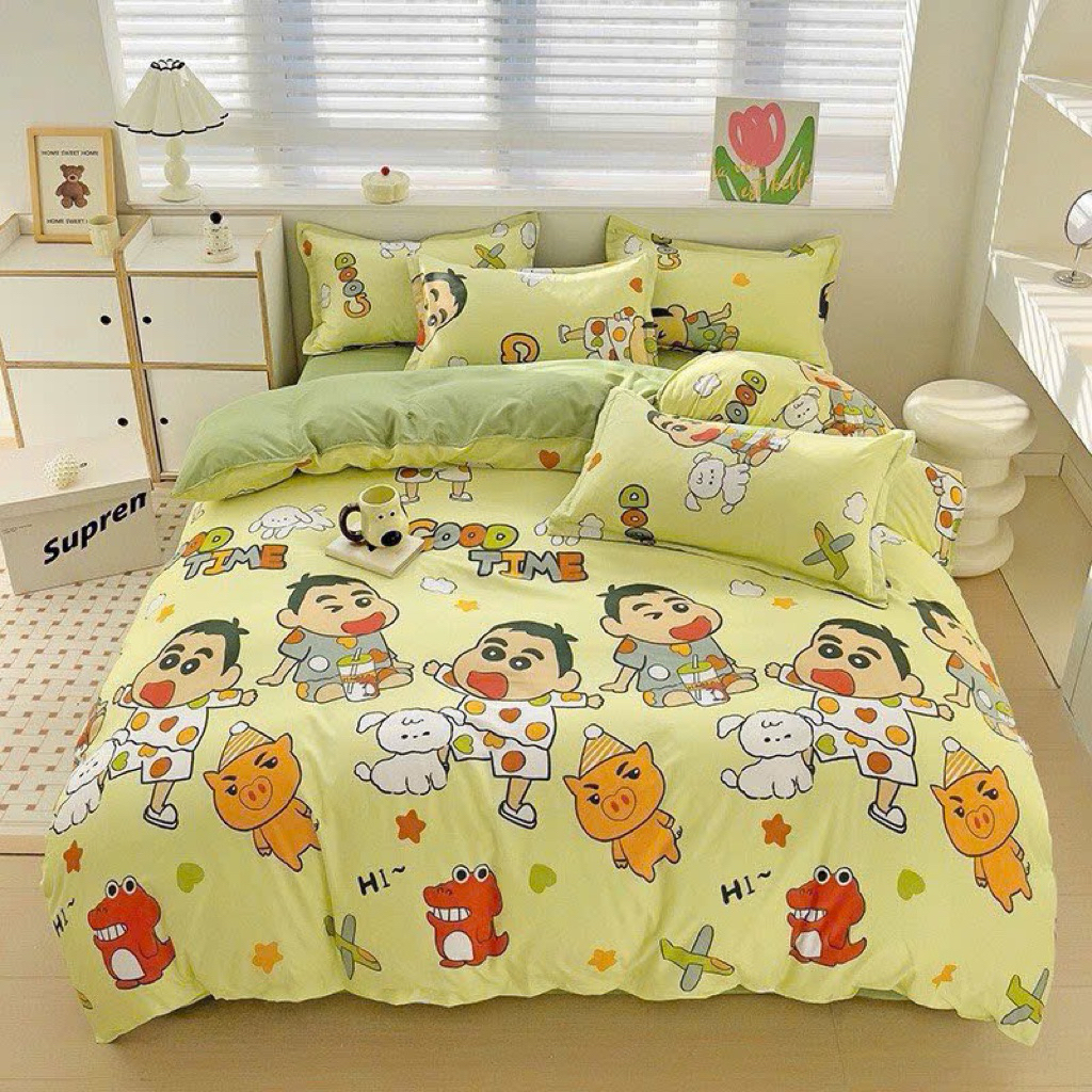 Bộ 5 Món Chăn Ga Gối shin xanh mềm mại, ấm áp