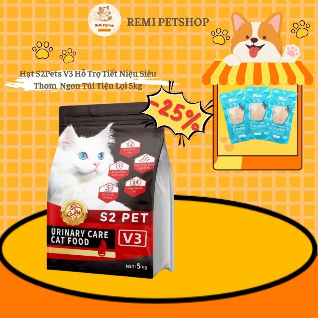 Hạt S2pets V3 Cho Mèo - Giải Pháp Cho Đường Tiết Niệu, Hỗ Trợ Đi Tiểu Dễ Dàng, Ngừa Sỏi Thận
