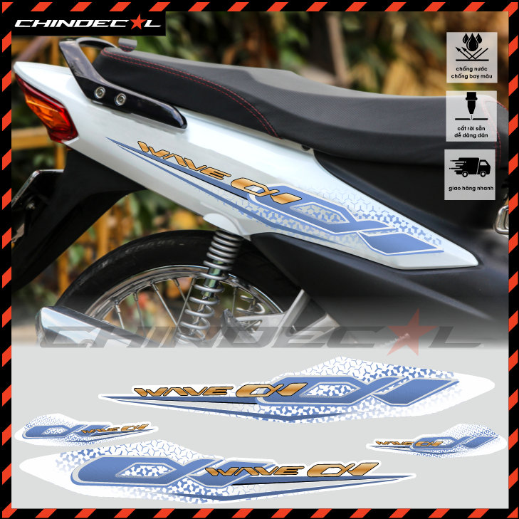 Tem rời WAVE ALPHA 110 Nhiều lựa chọn màu Mẫu 2019 ( Tem 3 lớp chống nước chống bay màu 831001 )