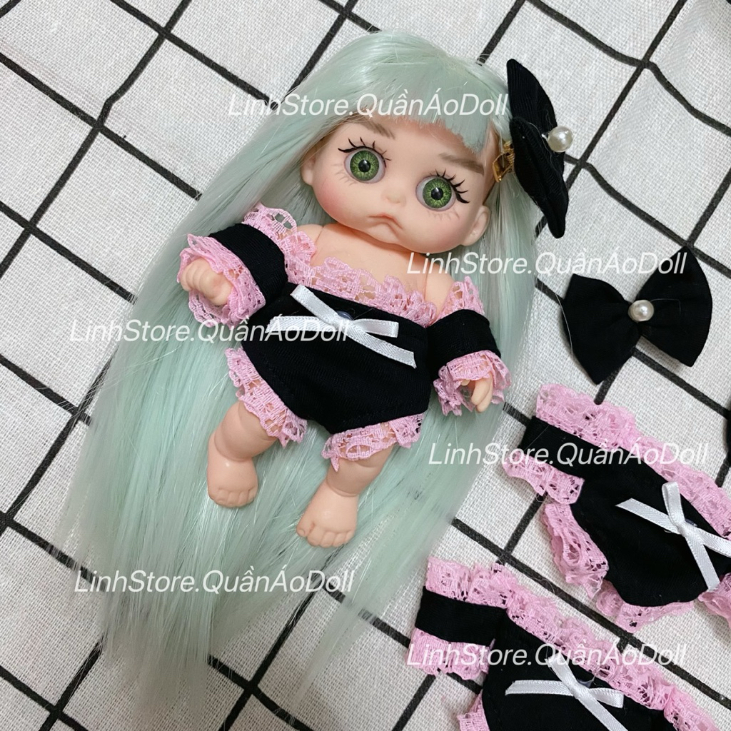 [Quần áo búp bê] Bộ Jum Trễ Vai Đáng Yêu Bé Gái Doll 5IN