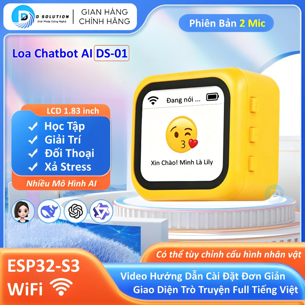 Loa Chatbot AI DS-01 Đối Thoại Trí Tuệ Nhân Tạo Học Tập Giải Trí ESP32-S3 Loa Thông Minh Xiaozhi AI