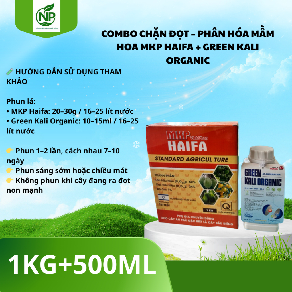 COMBO CHẶN ĐỌT – PHÂN HÓA MẦM HOA MKP HAIFA + GREEN KALI ORGANIC