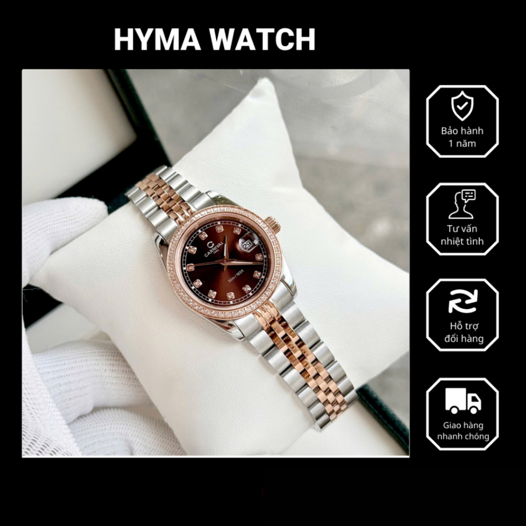 Đồng hồ Nữ Carnival 8131L2 phiên bản viềng đá Bảo hành 5 năm Hyma Watch