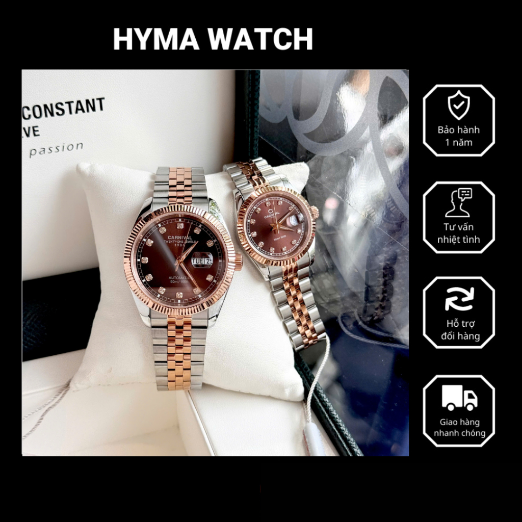 Đồng hồ cặp Carnival 8131G Dây thép Bảo hành 5 năm Hyma Watch