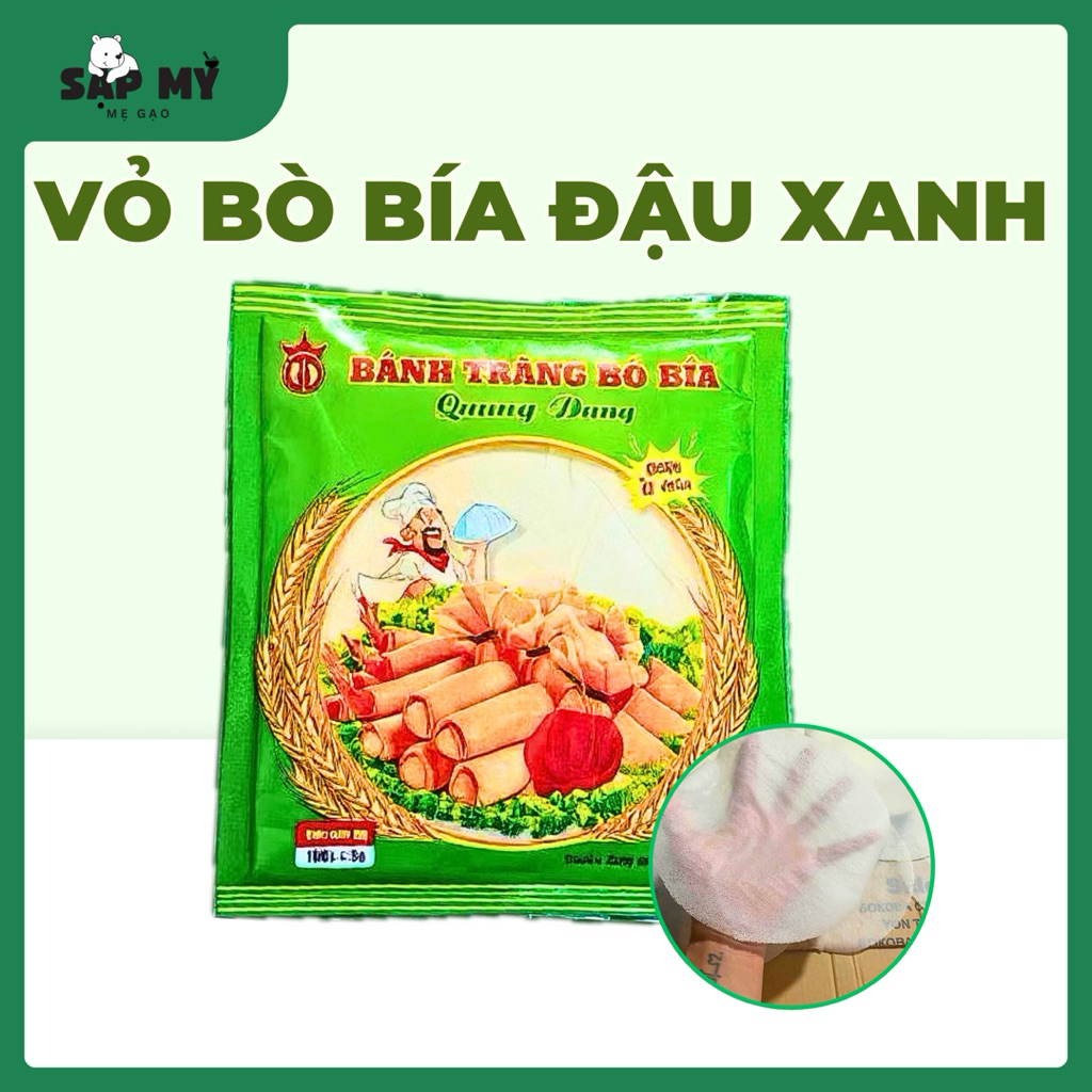 Vỏ bò bía đậu xanh cuốn nem vỏ bánh bò bía tươi dùng làm bò bía ngọt bịch 30 lá đường kính 18,5cm