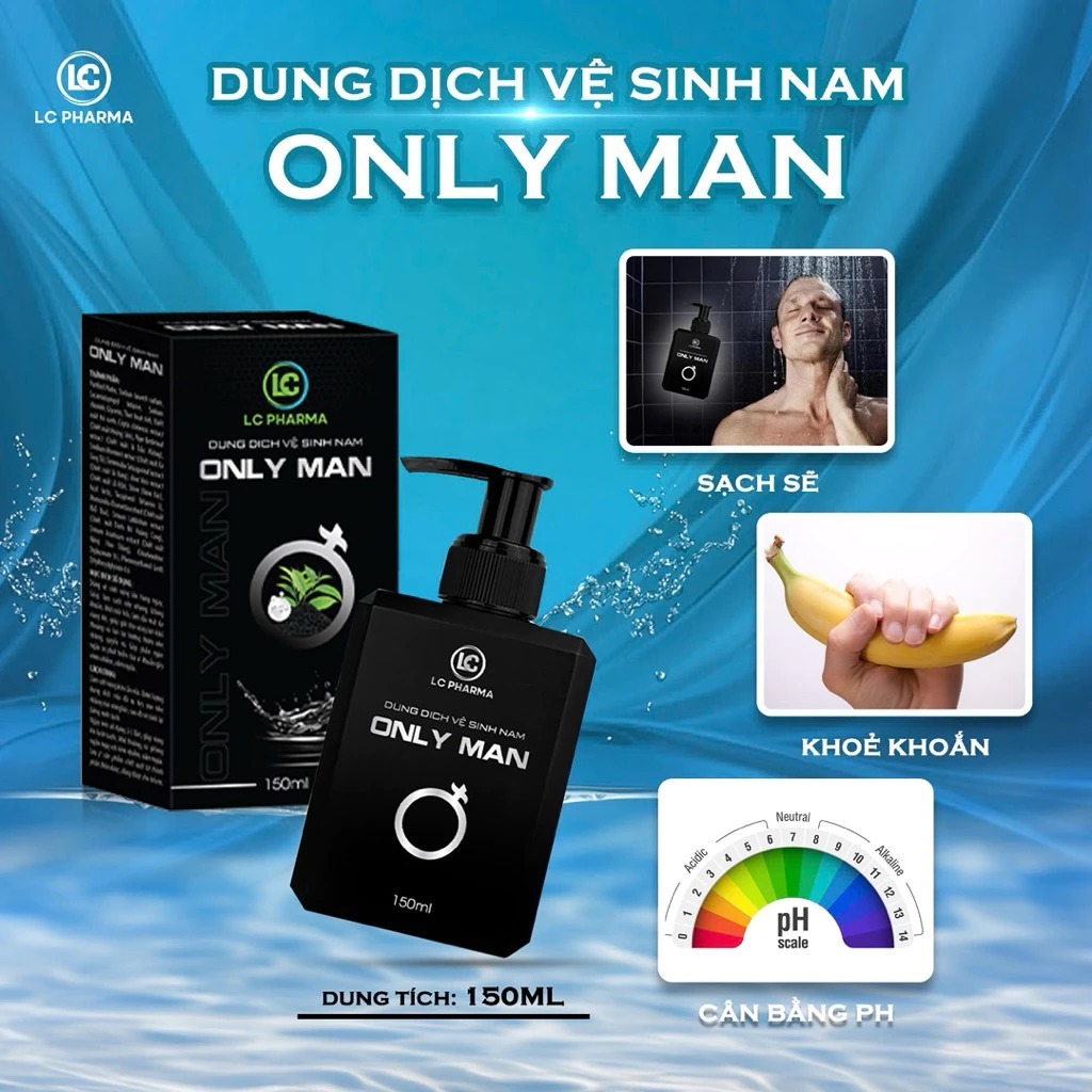 Dung dịch vệ sinh nam giới ONLY MAN giảm viêm ngứa, Cải thiện hạt ngọc cho phái mạnh (150ml)