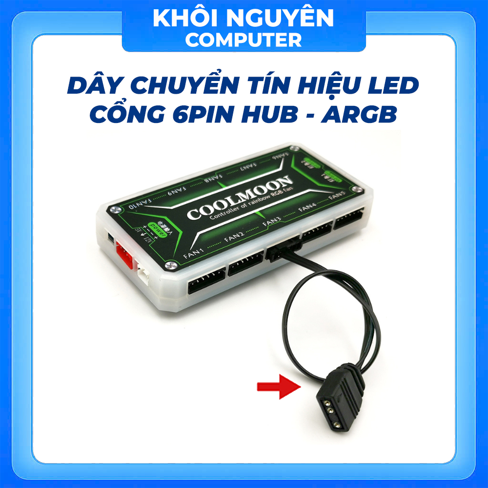 Dây Chuyển Nguồn 6Pin Hub Sang ARGB 5V 3Pin – Cáp Đổi Chuẩn Quạt LED PC Gaming