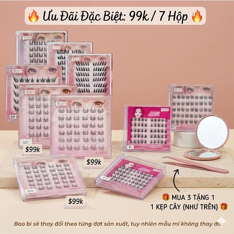 [99k/7 Hộp] Lookme Star - Lông Mi Giả Sẵn Keo ( Tặng 1 nhíp / đơn hàng từ 3 hộp mi )