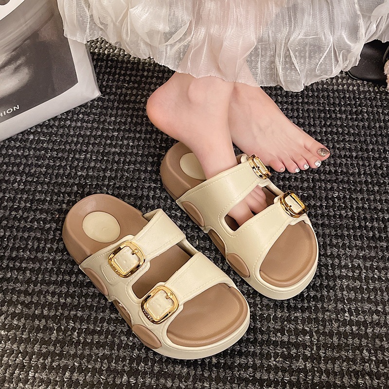 Dép 2 Quai Ngang EVECANDY Khóa Vàng Chất Liệu Bền Đẹp,Màu Sắc Đa Dạng Và Tươi Sáng, Thời Trang