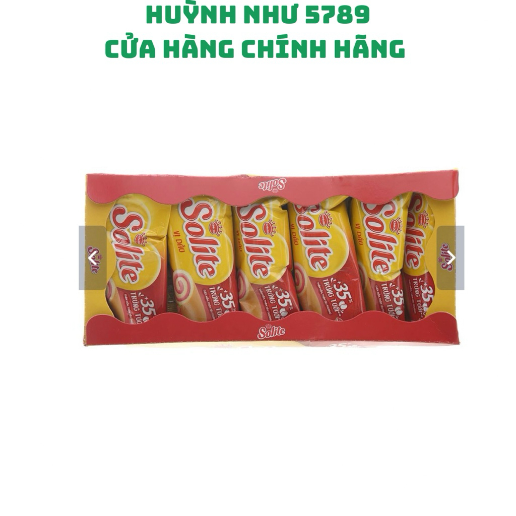 [CHÍNH HÃNG]Bánh bông lan cuộn kem vị dâu solite hộp 180g(10 cái)