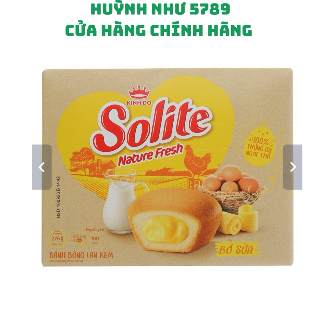 [CHÍNH HÃNG]Bánh bông lan tròn kem vị  Bơ sữa solite hộp 276g(12cái)