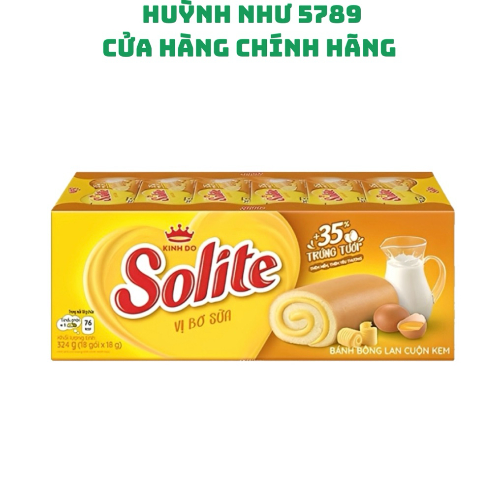 [CHÍNH HÃNG]Bánh bông lan tròn kem vị  Bơ sữa solite hộp 324g(18cai)