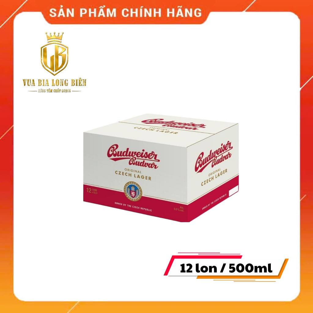 Bia Budweiser Budvar 500ml x 12 Lon Nhập Séc – Czech Lager Chính Gốc, Đậm Đà Chuẩn Châu Âu