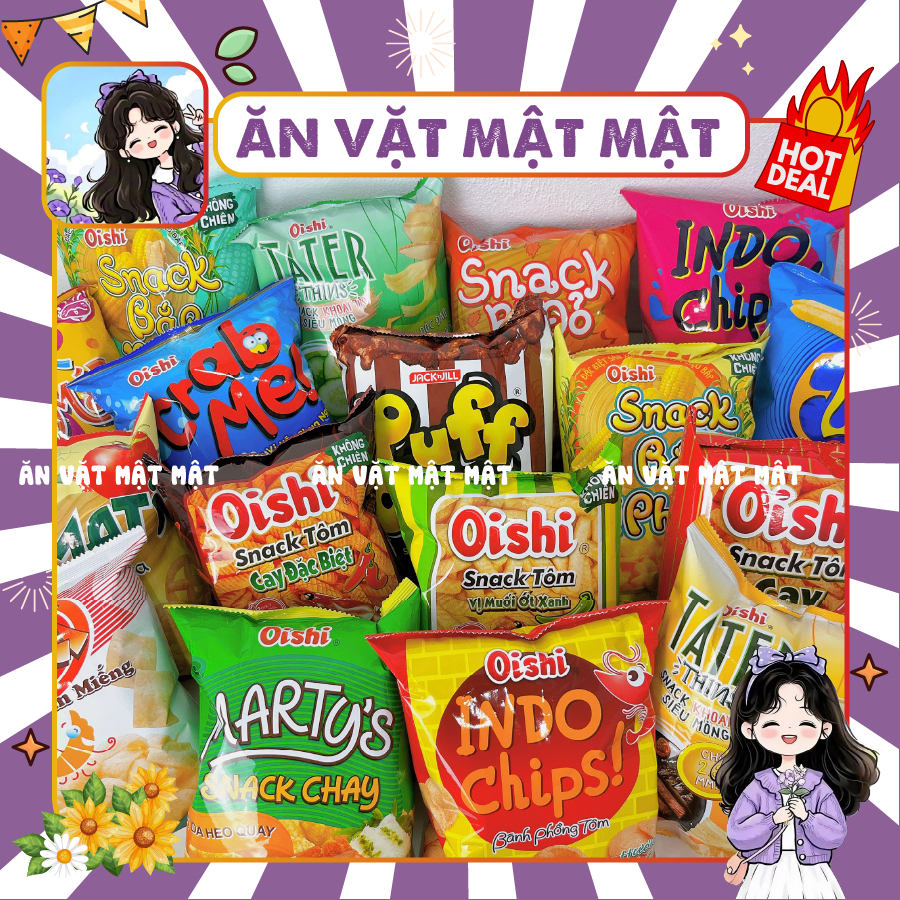 [5 GÓI LỚN 32G] Bim bim Oishi (GÓI LỚN 32G) đủ vị hàng chính hãng, đồ ăn vặt