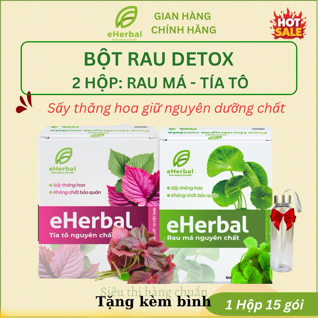 [Tặng Bình][Combo Rau Má - Tía tô]- Eherbal Detox diếp cá,tía tô, rau má