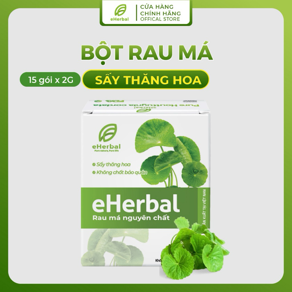 Bột Rau Má Eherbal - Detox 3in1 ( Rau má, diếp cá, tía tô)- 2 hộp tăng binh pha