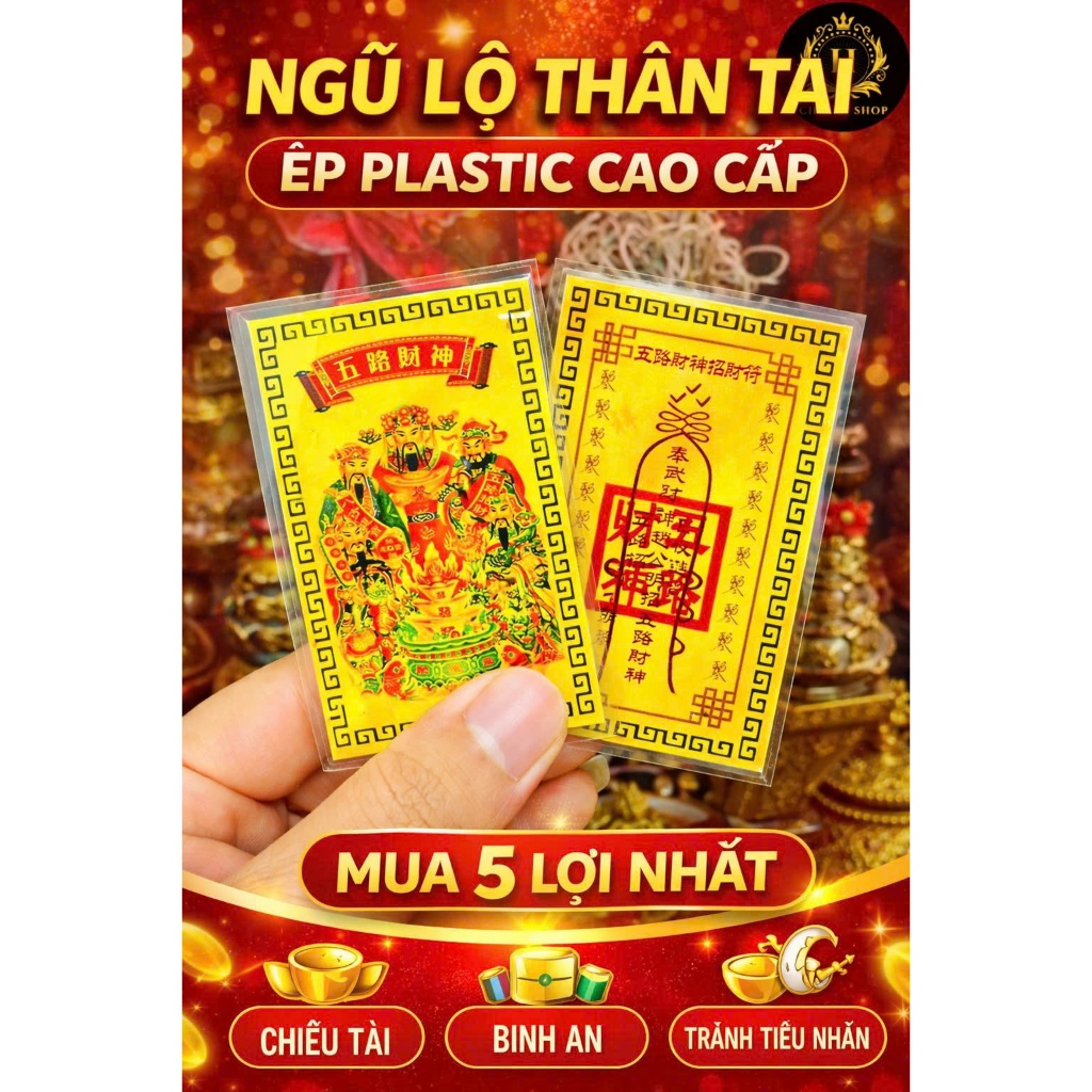 Ngũ Lộ Thần Tài siêu bền, mỏng - để ốp điện thoại, ví - Khai cung Tài, Mở cung Lộc