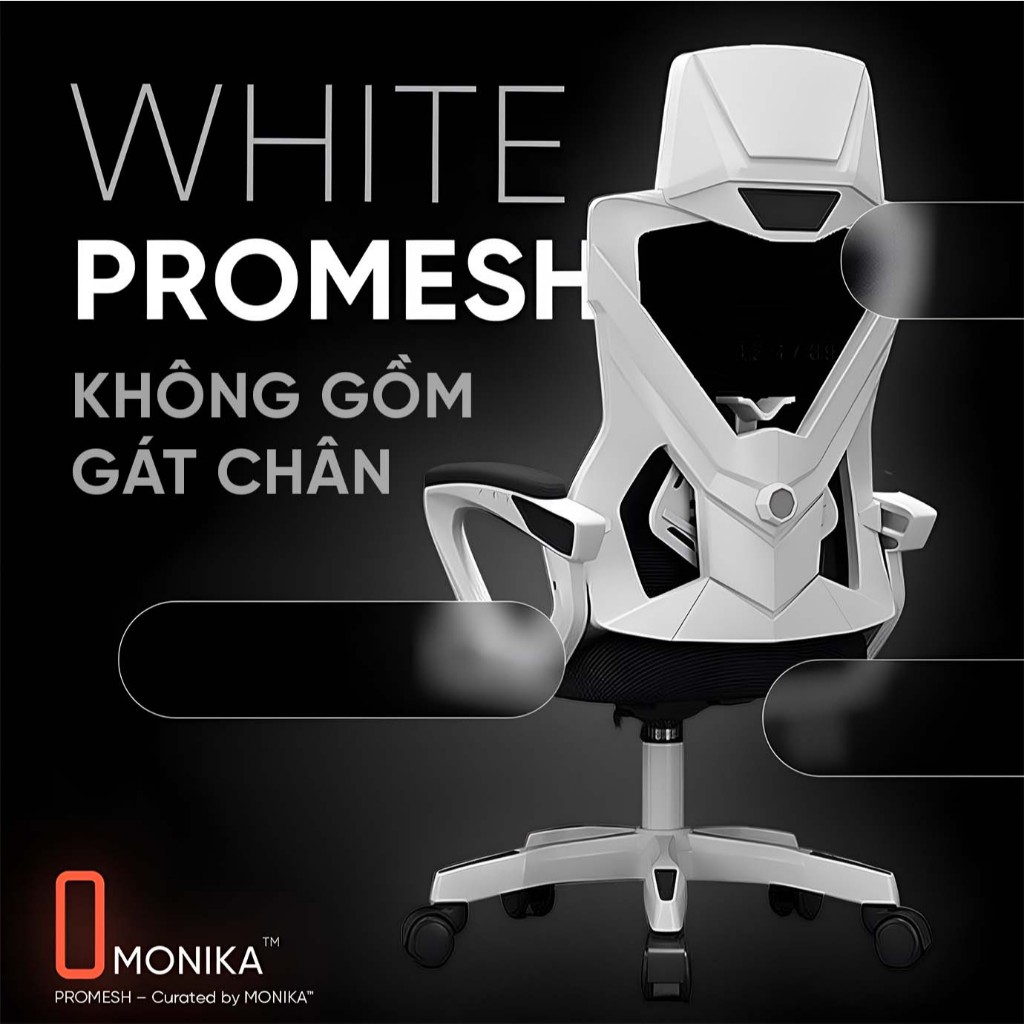 Ghế Công Thái Học Văn Phòng Gaming PROMESH, Có Gác Chân, Đệm Lưng 4D Chống Đau Lưng, Lưới Thoáng Khí