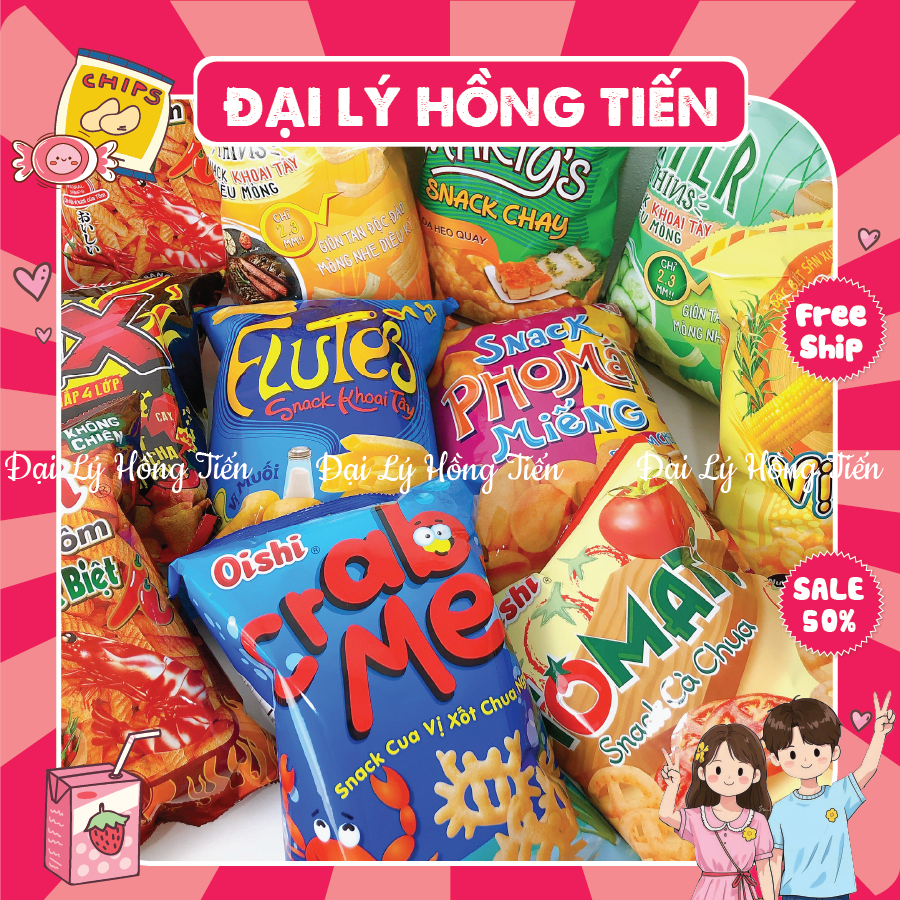 [GÓI KHỔNG LỒ 68G] Bim bim Oishi đủ vị hàng chính hãng, Đồ ăn vặt