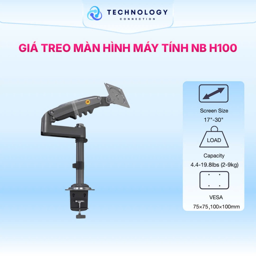 Giá treo màn hình máy tính NB H100 - Giá đỡ màn hình 17 - 30 inch ( Tải Trọng 9 KG )