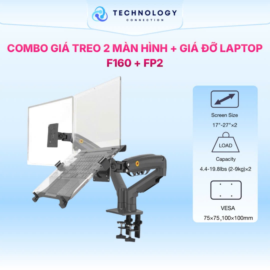 COMBO giá treo màn hình và giá đỡ laptop NB F160 + FP2