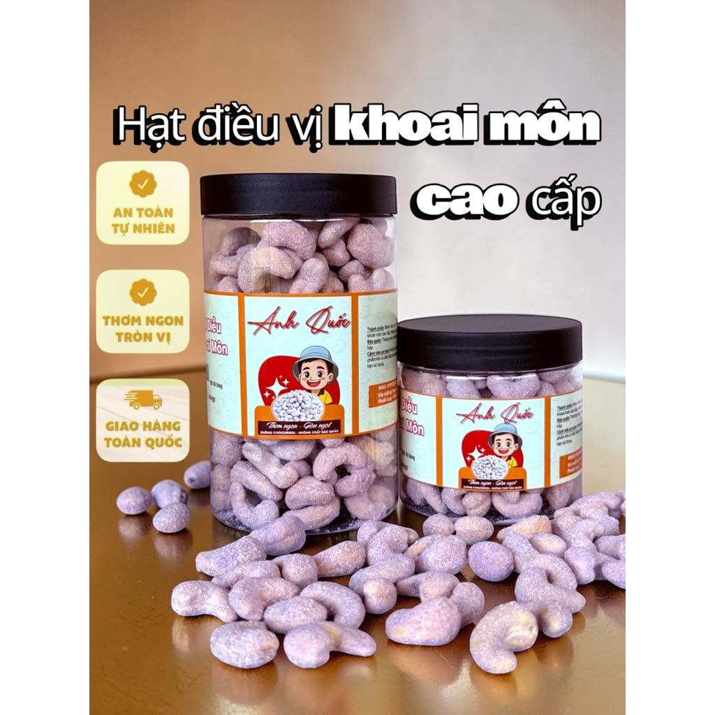 HẠT ĐIỀU CAO CẤP VỊ KHOAI MÔN MỚI LẠ SIZE VỪA HIỆU ANH QUỐC - Thơm, Bùi, Ngon, Giòn, Ngọt Thanh - Hàng sấy mới mỗi ngày