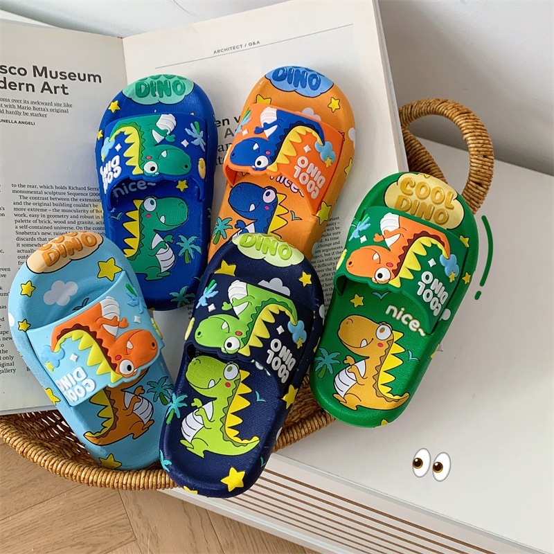 [Tăng 1 size] Dép cho bé trai hình Khủng long DINO, dép lê bé trai họa tiết Dinosau
