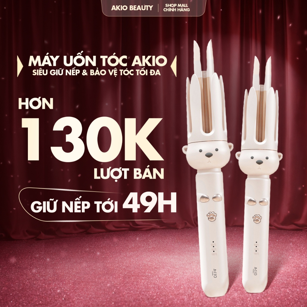 Máy uốn tóc xoăn tự động AKIO chất liệu gốm sứ đường kính uốn 28mm