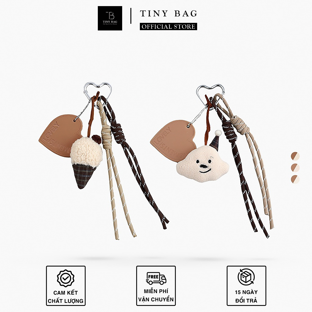 Charm Puffy gấu, kem, bánh cupcake bông mềm dễ thương, móc khóa treo túi, cặp xách 2026 Tiny Bag