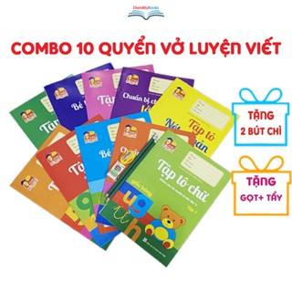 Sách-Bộ 10 quyển luyện viết tập tô chữ cho bé mẫu giáo mầm non Tặng 2 bút chì+ gọt+ Tẩy