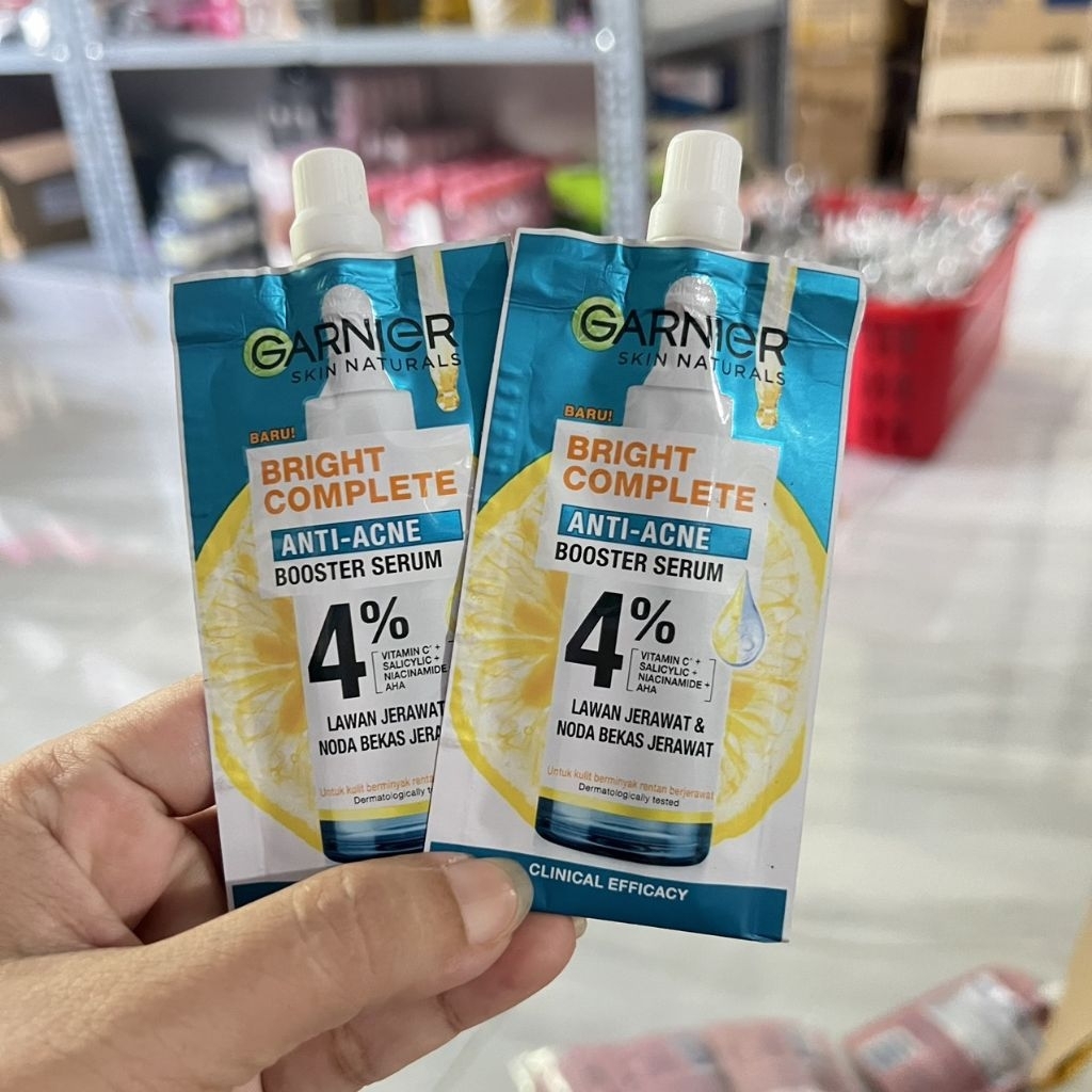 (SÉT 2 GÓI) Tinh chất serum giảm mụn garnier Bright Complete Anti-Acne Booster Serum 7.5ml