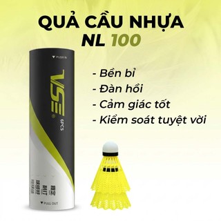 Hộp 6 quả cầu lông nhựa VS NL100 NYLON luyện tập nghiệp dư, quả cầu lông nylon, tốc độ bay 76/77