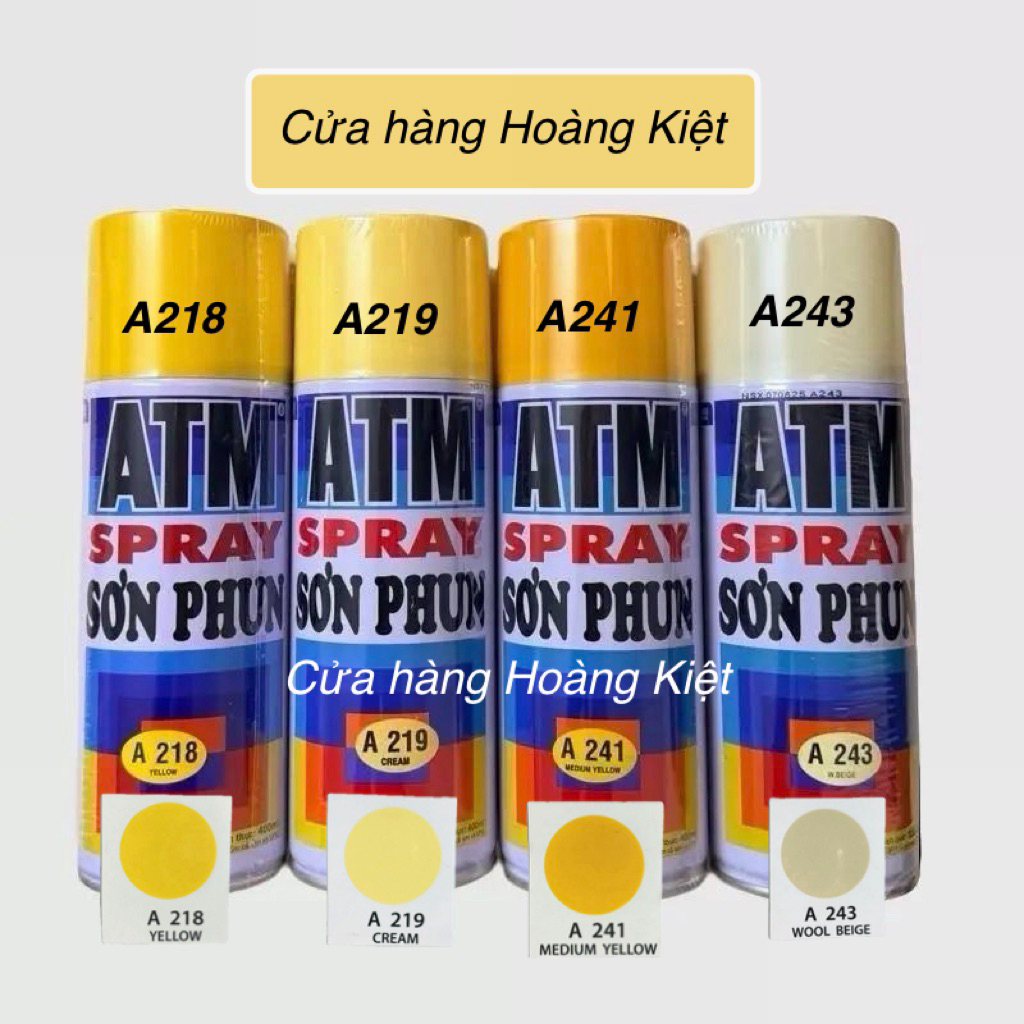 Sơn ATM Màu Vàng A218, Vàng Kem A219, Vàng nghệ A241, Beige A243