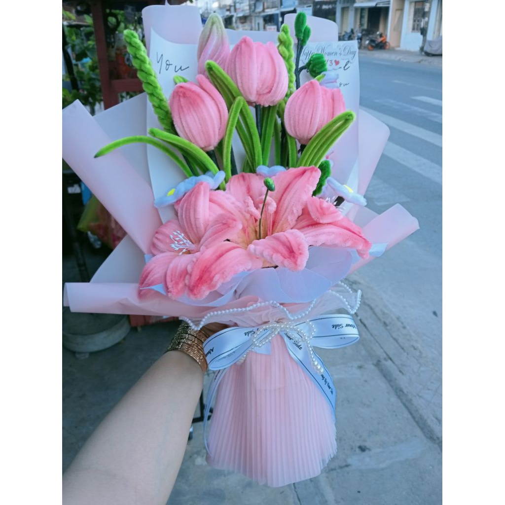 Quà tặng bó hoa kẽm nhung 7 bông ( chọn màu chat với shop)