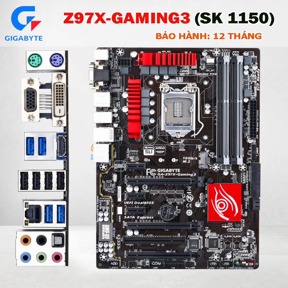 Mainboard Giga Z97X-Gaming 3 Socket 1150 | Chipset Z97 |Hỗ Trợ i3 i5 i7 Gen 4 | DDR3 32GB | M.2 | Bả