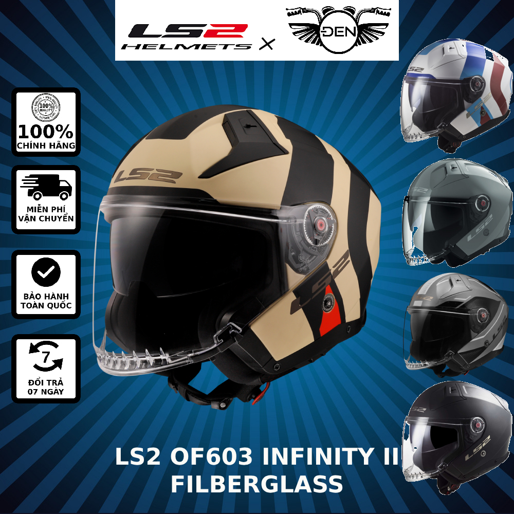 Mũ bảo hiểm LS2 OF603 - Mũ bảo hiểm LS2 2 kính sợi thủy tinh an toàn lái xe