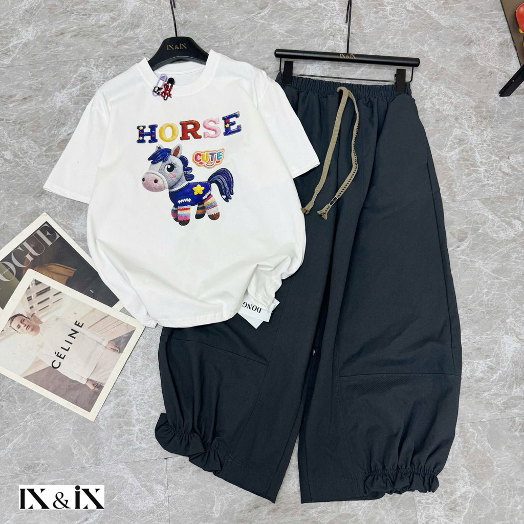 Sét ngựa HORSE new. Mix quần kaki thô chân bèo