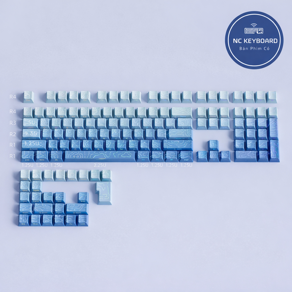 Keycap PBT Polar topo- vân gỗ  xuyên led gradient phù hợp nhiều layout bàn phím cơ | BigBuy360 - bigbuy360.vn