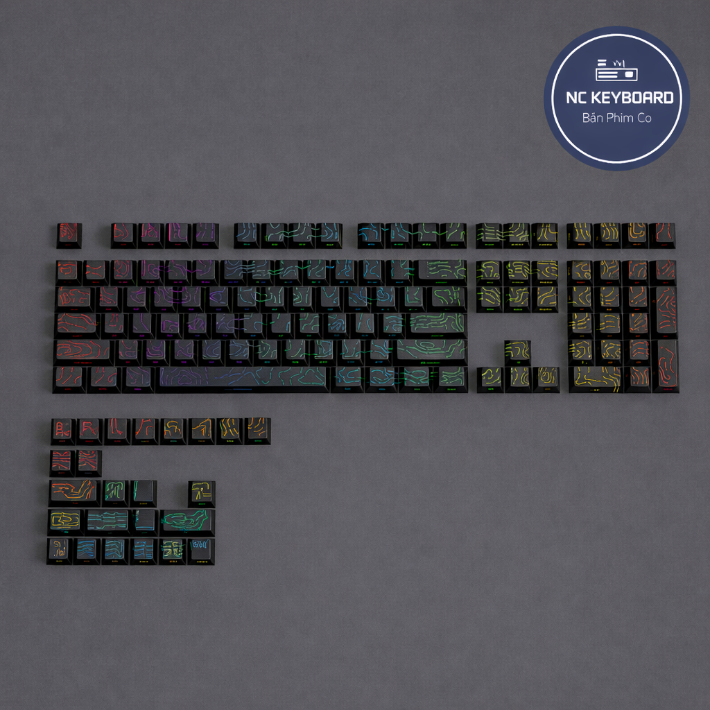 Keycap PBT Polar topo- vân gỗ  xuyên led gradient phù hợp nhiều layout bàn phím cơ | BigBuy360 - bigbuy360.vn