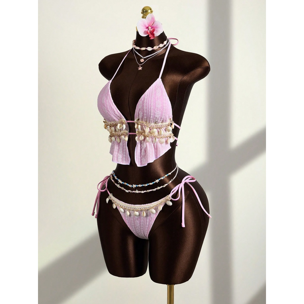 Bộ bikini 2 mảnh Zestiva dành cho nữ, thích hợp cho kỳ nghỉ hè ở bãi biển, kiểu dáng ren phối họa ti