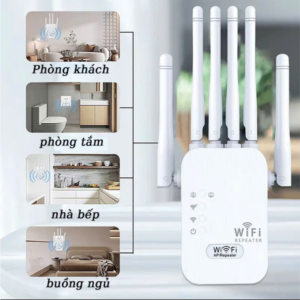 Bộ Kích Sóng Wifi 6 Râu  Siêu Mạnh – Repeater Wifi Xuyên Tường, Tăng Sóng Wifi Cực Ổn Định