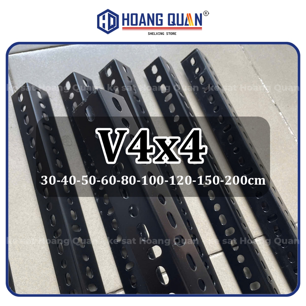 Thanh Sắt Lắp Kệ V Lỗ 4x4 Đen Vuông Dày 1.5Ly Nhiều Size 30-200cm Sắt V Lỗ V4 Sơn Tĩnh Điện