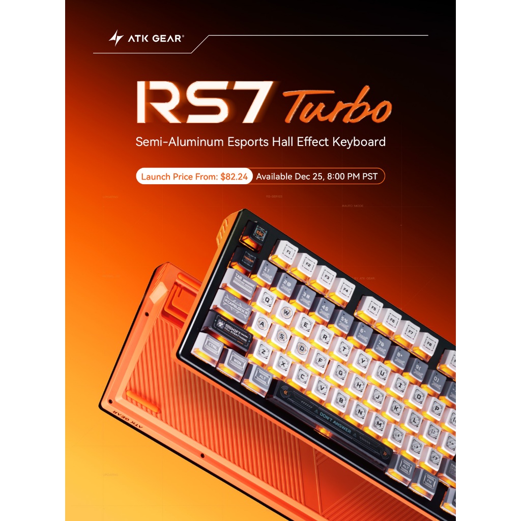 Bàn phím Gaming ATK RS7 Turbo Semi-Aluminum Hall Effect từ tính