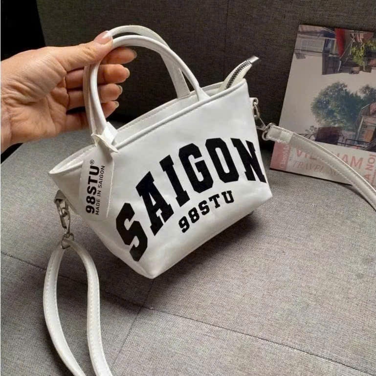 Túi tote saigon 98stu size S da pu cao cấp kèm charm tặng kèm dây đeo